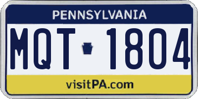 PA license plate MQT1804