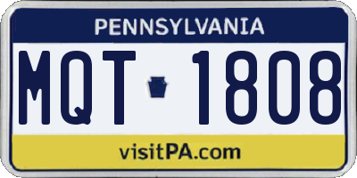PA license plate MQT1808