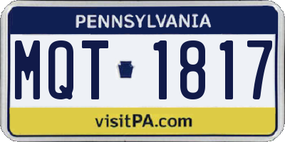 PA license plate MQT1817