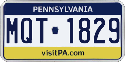 PA license plate MQT1829