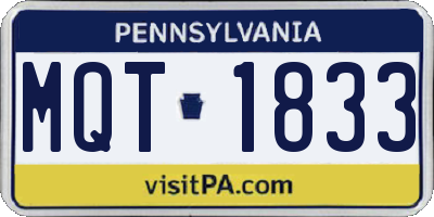PA license plate MQT1833