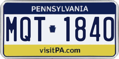 PA license plate MQT1840
