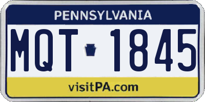 PA license plate MQT1845