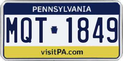 PA license plate MQT1849