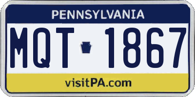 PA license plate MQT1867