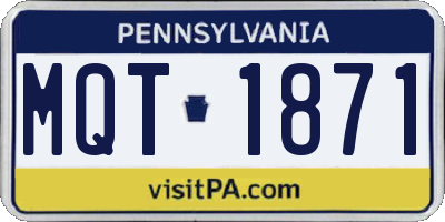 PA license plate MQT1871