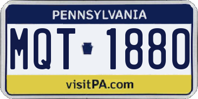 PA license plate MQT1880