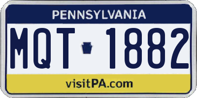 PA license plate MQT1882