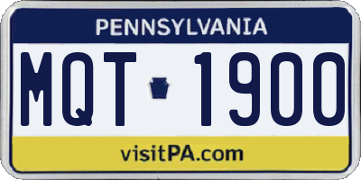 PA license plate MQT1900
