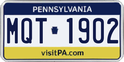 PA license plate MQT1902