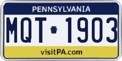 PA license plate MQT1903