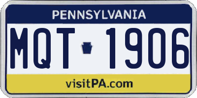 PA license plate MQT1906