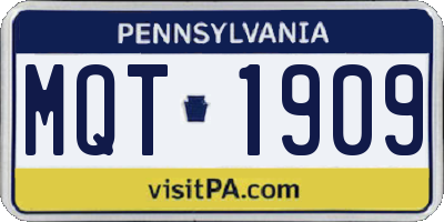 PA license plate MQT1909
