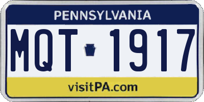 PA license plate MQT1917