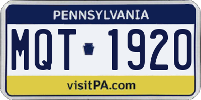 PA license plate MQT1920
