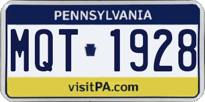 PA license plate MQT1928