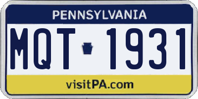 PA license plate MQT1931