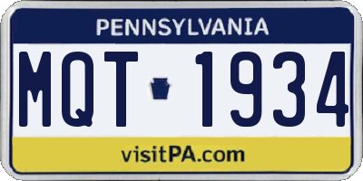 PA license plate MQT1934