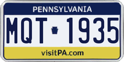PA license plate MQT1935