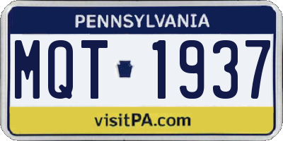 PA license plate MQT1937