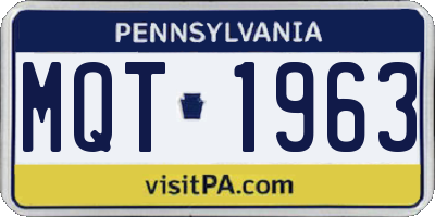 PA license plate MQT1963