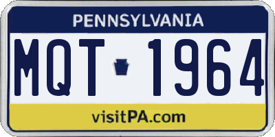 PA license plate MQT1964