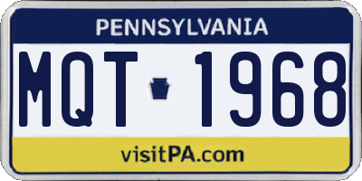 PA license plate MQT1968