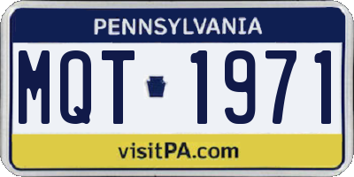 PA license plate MQT1971