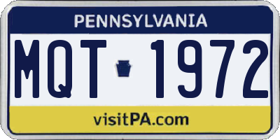 PA license plate MQT1972