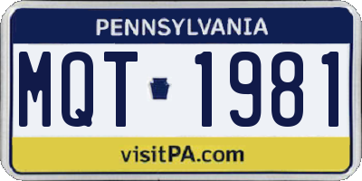 PA license plate MQT1981