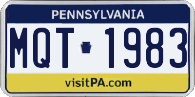 PA license plate MQT1983
