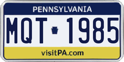 PA license plate MQT1985