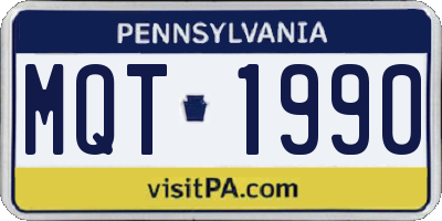 PA license plate MQT1990