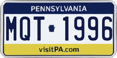 PA license plate MQT1996
