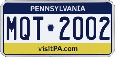 PA license plate MQT2002