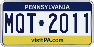 PA license plate MQT2011