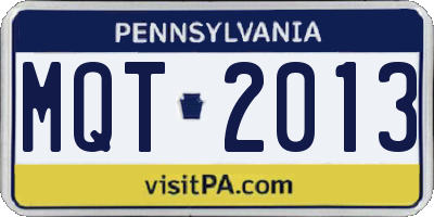 PA license plate MQT2013