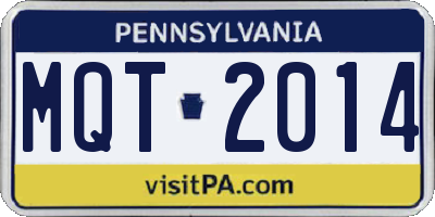 PA license plate MQT2014