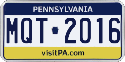 PA license plate MQT2016