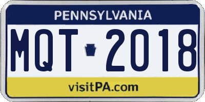 PA license plate MQT2018