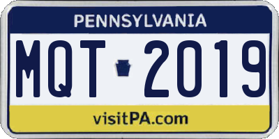 PA license plate MQT2019