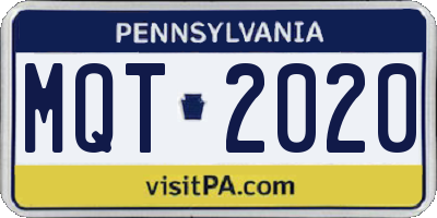 PA license plate MQT2020