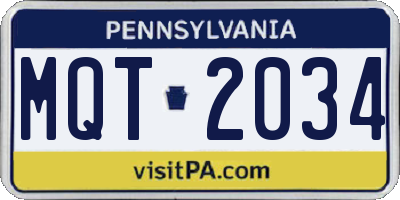 PA license plate MQT2034