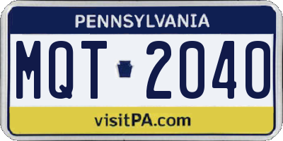 PA license plate MQT2040