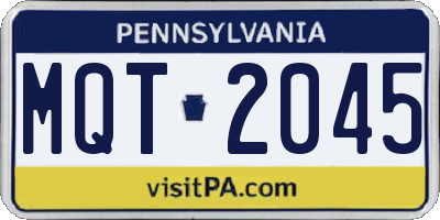 PA license plate MQT2045