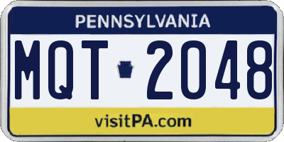 PA license plate MQT2048