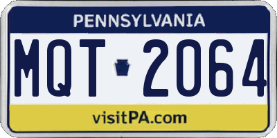 PA license plate MQT2064