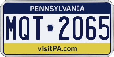 PA license plate MQT2065