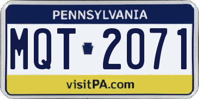 PA license plate MQT2071