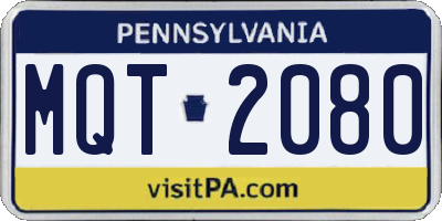 PA license plate MQT2080